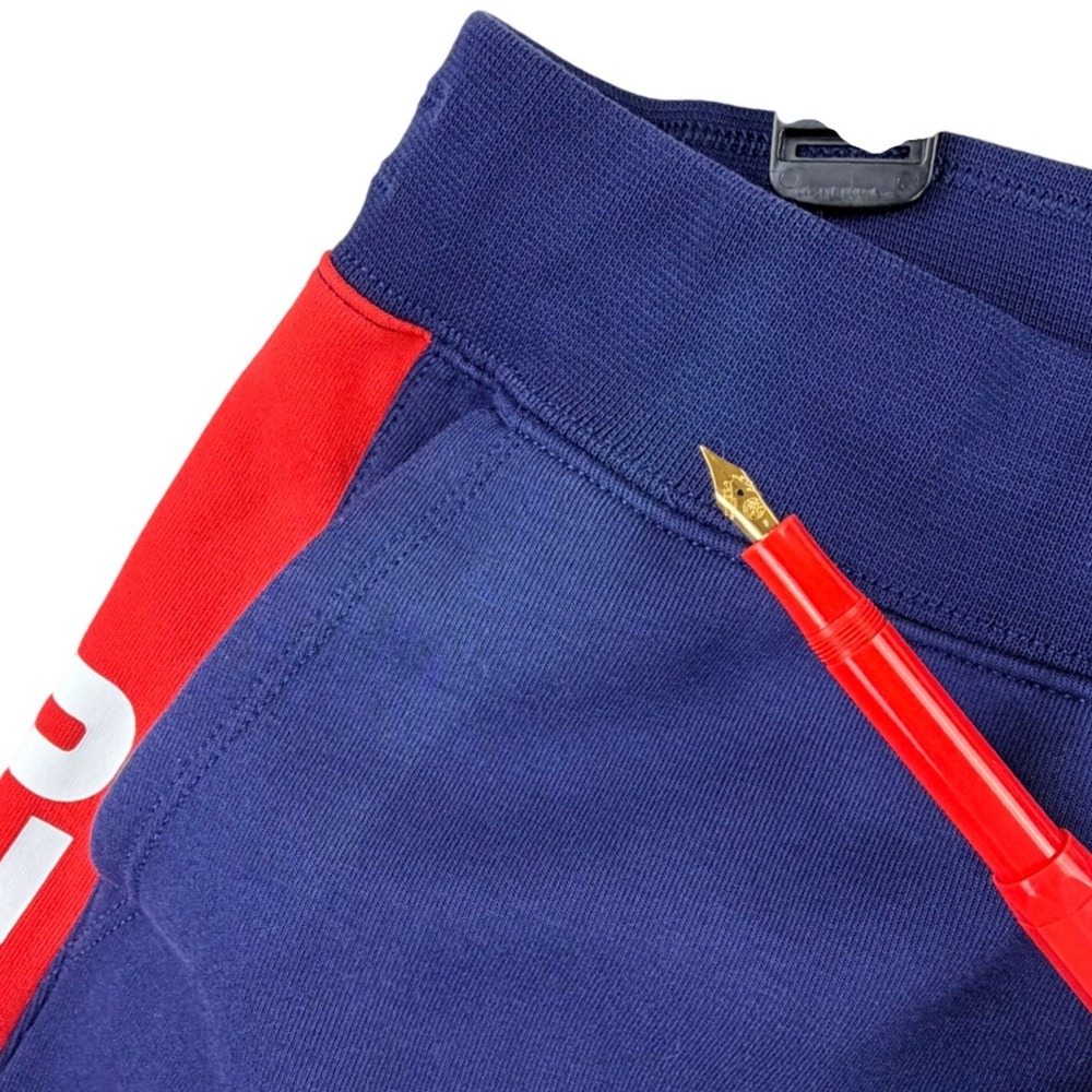 Polo Ralph Lauren Sweat Shorts Men Large Blue Red Striped White Pony Lounge 5" - Picture 11 of 12